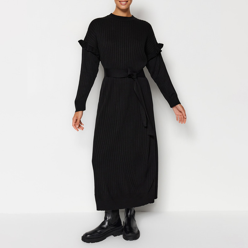 پیراهن بافتنی یقه گرد زنانه ترندیول مدل 713093627